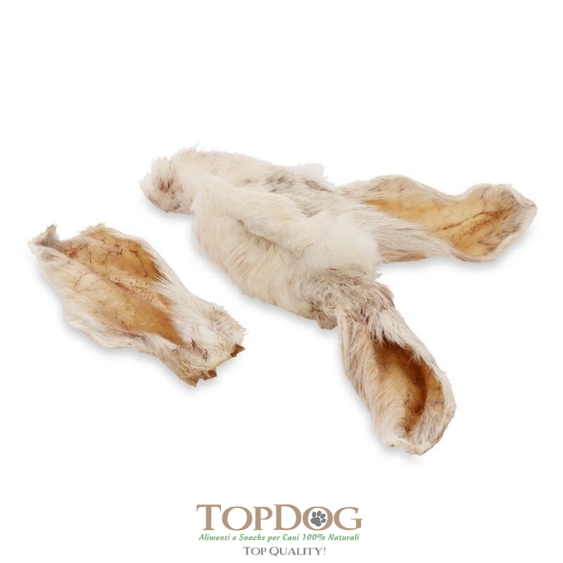Orecchie di coniglio con pelo per cani - TOPDOG® Crocchette Pressate a  Freddo
