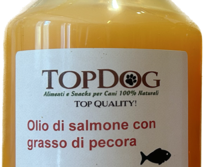 olio di salmone con grasso di pecora per cani