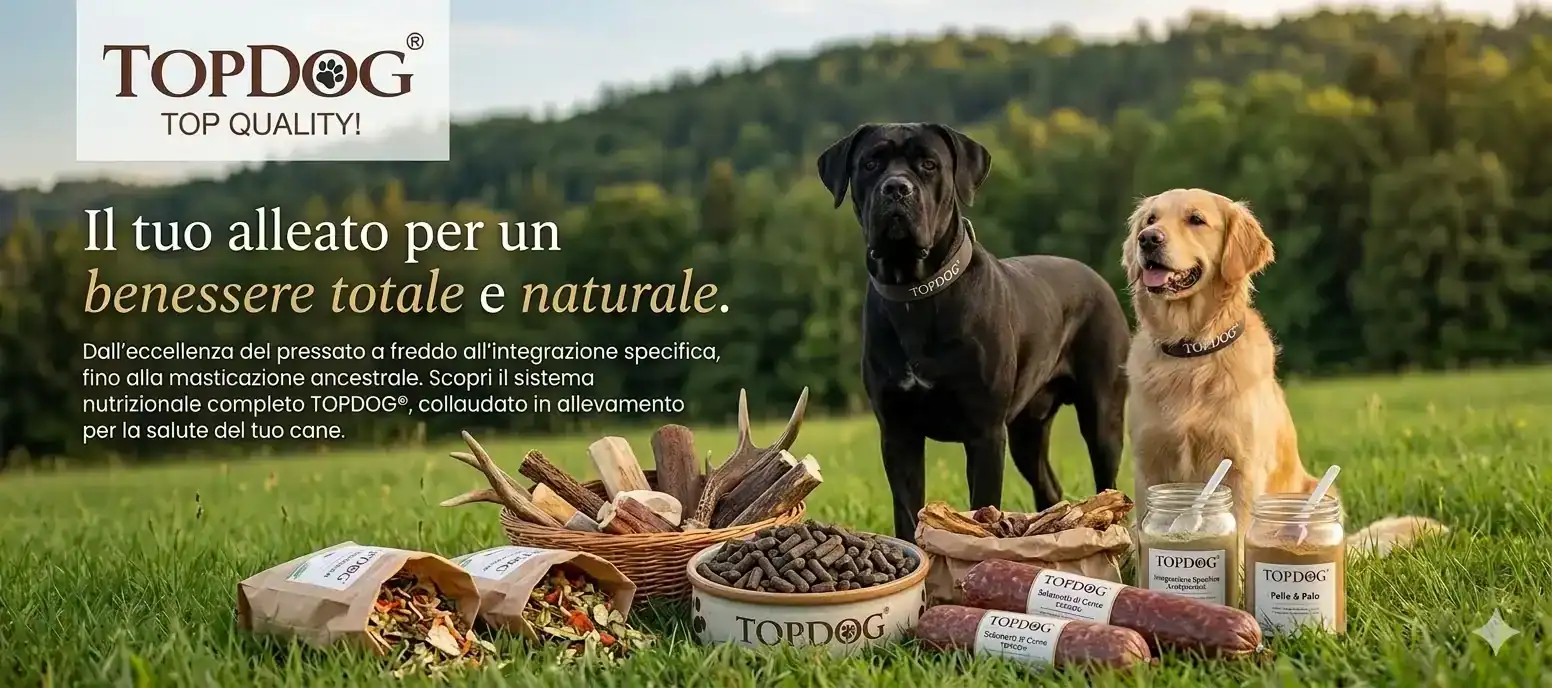 Alimenti naturali per cani TOPDOG con masticativi e snack naturali