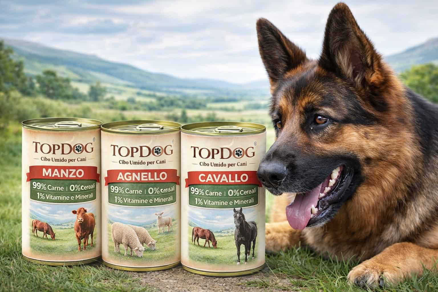 cibo monoproteico per cani con 100% carne