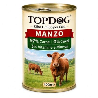 cibo umido monoproteico per cani al manzo