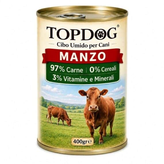 cibo umido monoproteico per cani al manzo