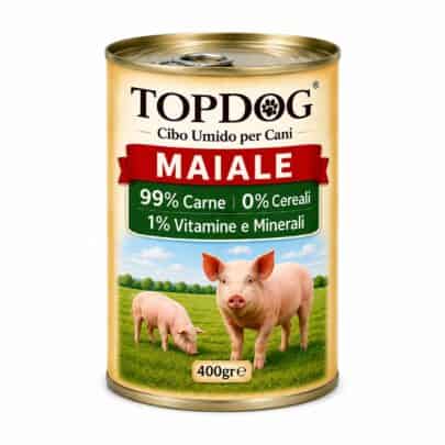 cibo umido monoproteico per cani al maiale